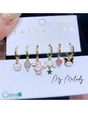 Set de aretes "My Melody", estilo Huggie