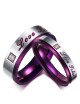 Anillos para parejas de Titanio morado con plateado "Love Taken"