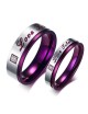 Anillos para parejas de Titanio morado con plateado "Love Taken"