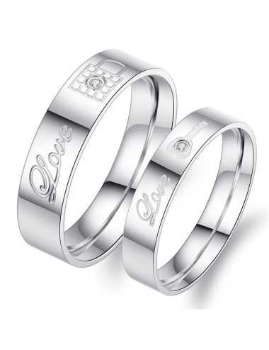 Anillos para parejas de Titanio plateados "Love"