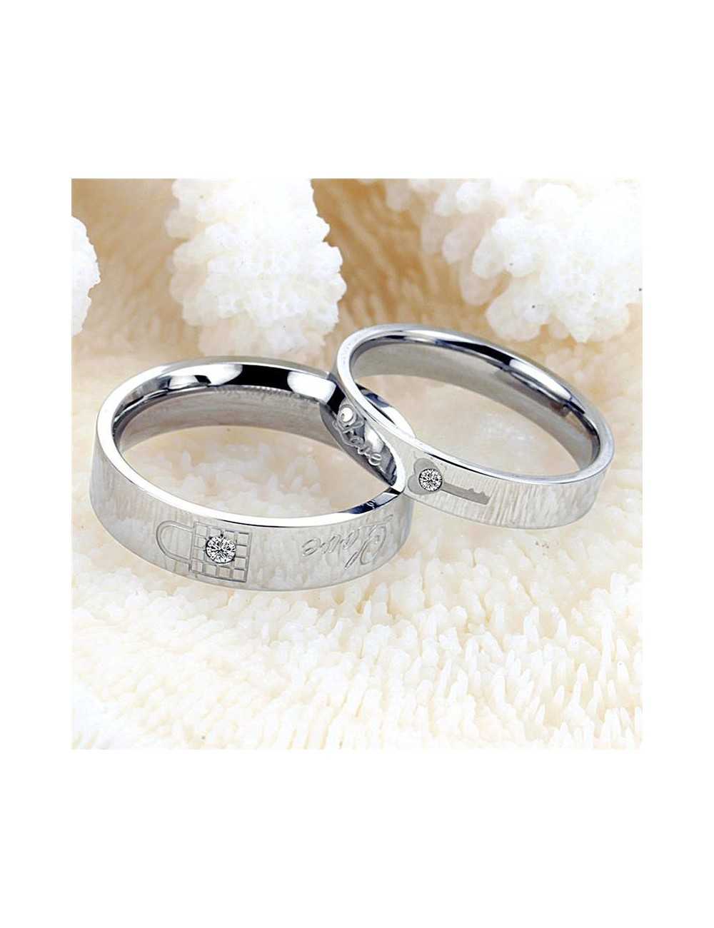 Anillos para parejas de Titanio plateados "Love"