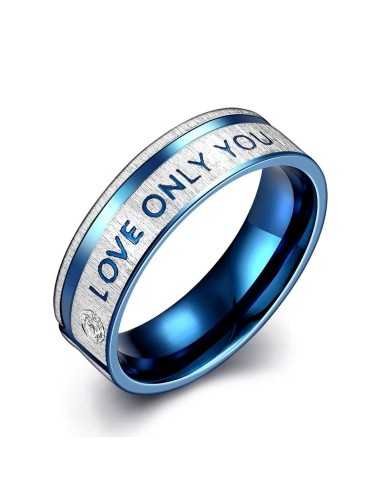 Anillos para parejas de Acero azul con plateado "Love Only You"