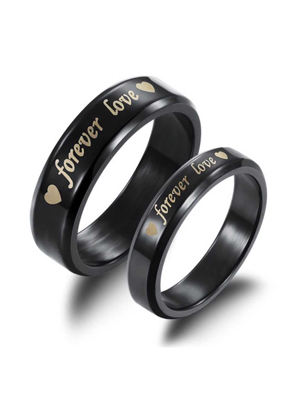 Anillos para parejas de Titanio color negro "Forever Love"