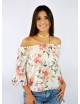 Blusa hombros descubiertos seda manga campana floreada