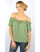 Blusa verde muzgo hombros descubiertos con crochet