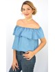 Blusa campesina corta de mezclilla