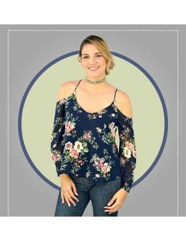 Blusa hombros descubiertos estampado flores