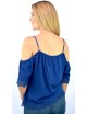 Blusa azul hombros descubiertos con crochet