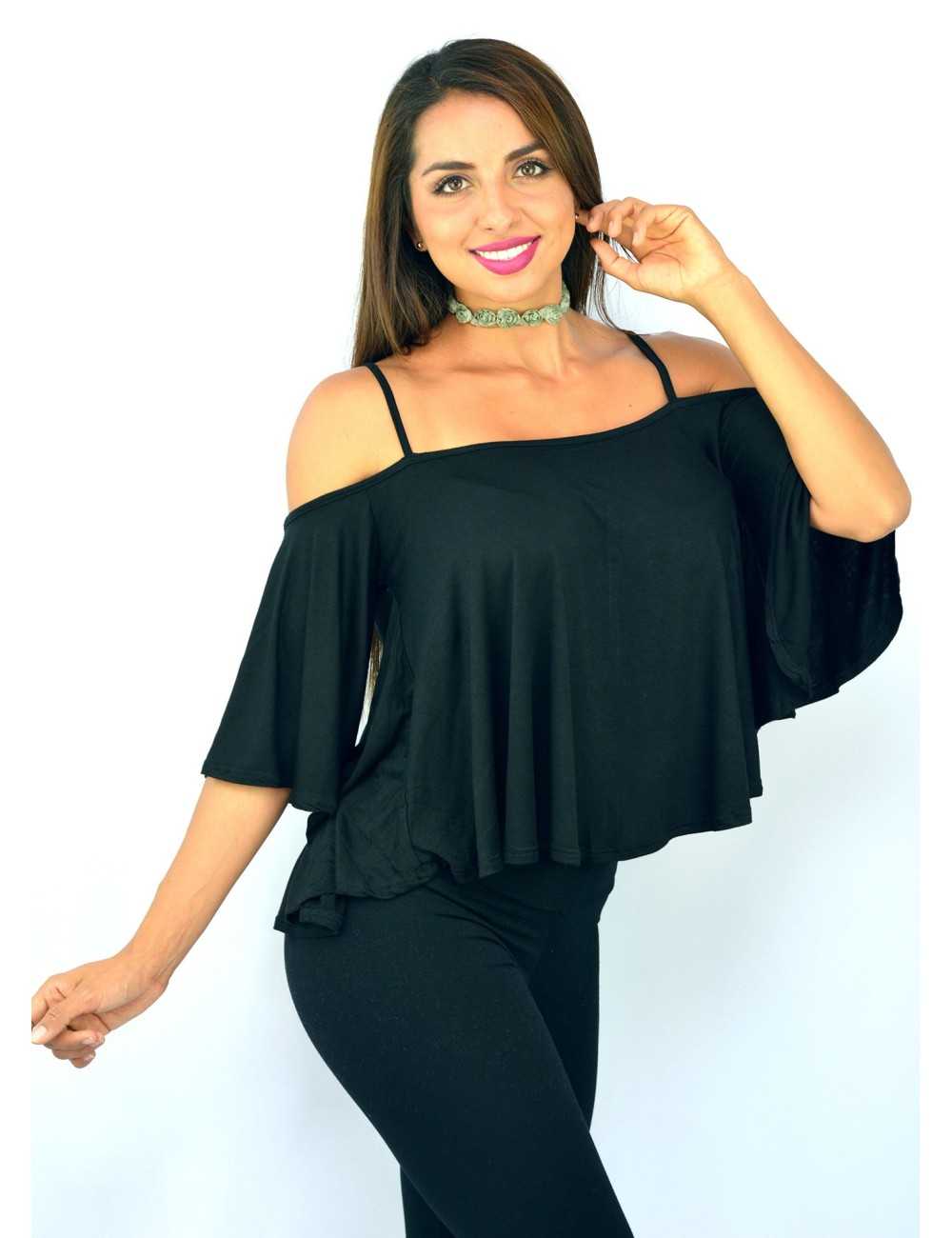 Blusa negra tirante cruzado