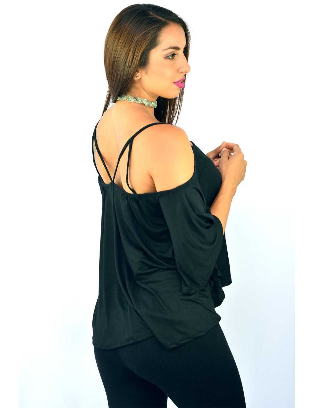 Blusa negra tirante cruzado