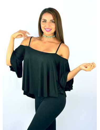 Blusa negra tirante cruzado