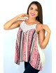 Blusa de tirantes con estampado rosado frontal