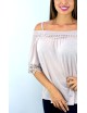 Blusa palo rosa hombros descubiertos crochet