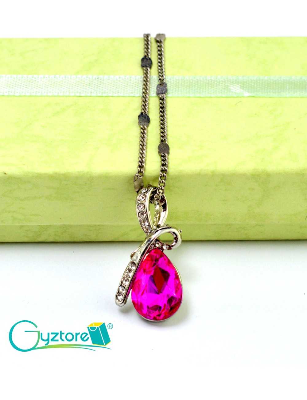 Collar Austriaco Diseño Gota Cristal Rosado