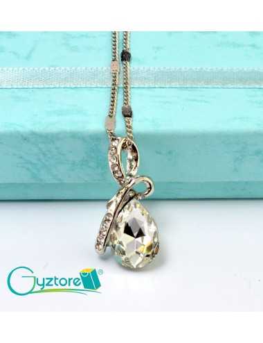 Collar Austriaco Diseño Gota Cristal Blanco