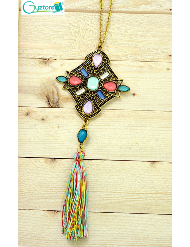 Collar Tassel con dije de cristales