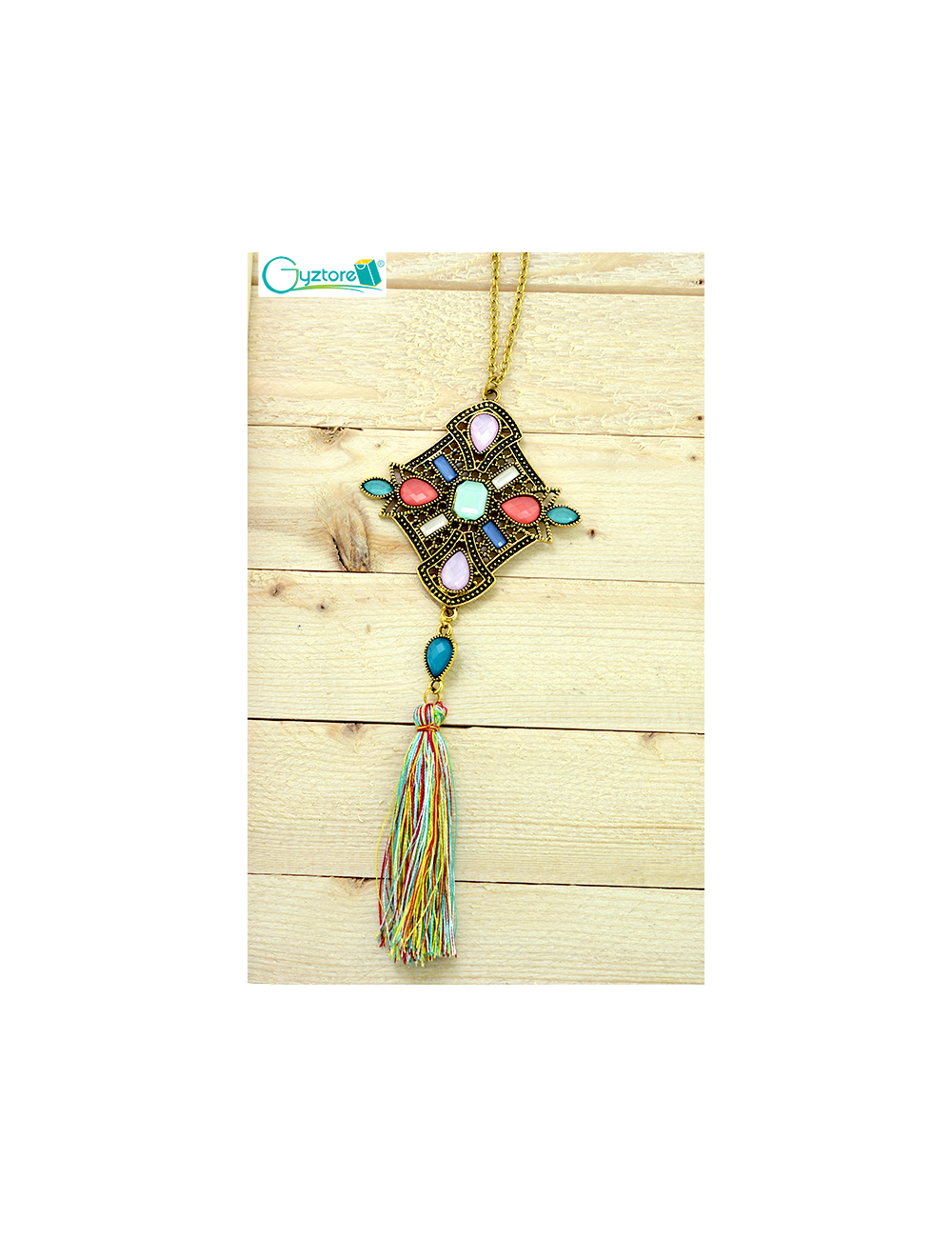 Collar Tassel con dije de cristales