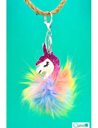 Llavero de Unicornio con pompón