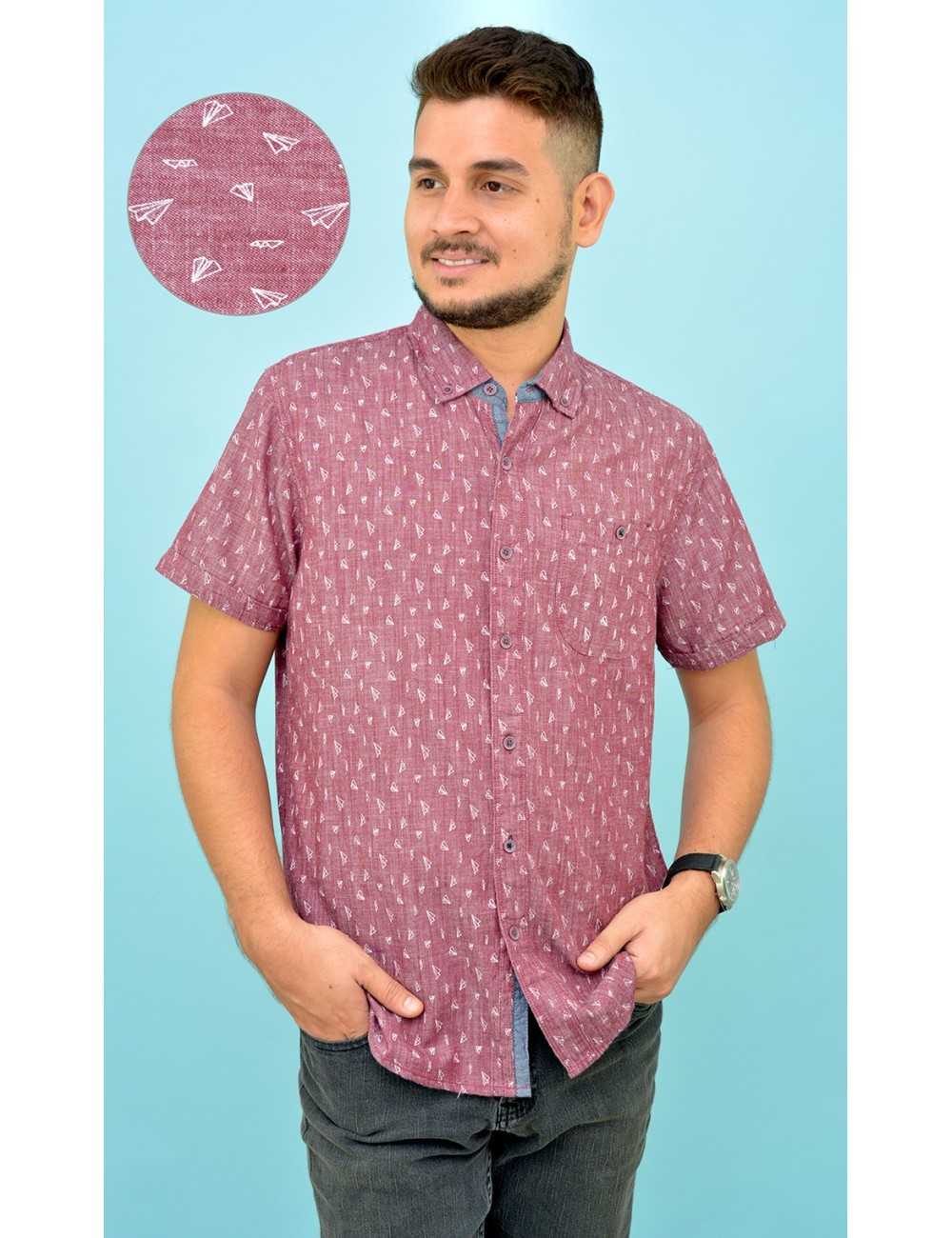 Camisa vino estampado aviones blancos