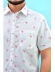 Camisa blanca estampado flamingos rosados