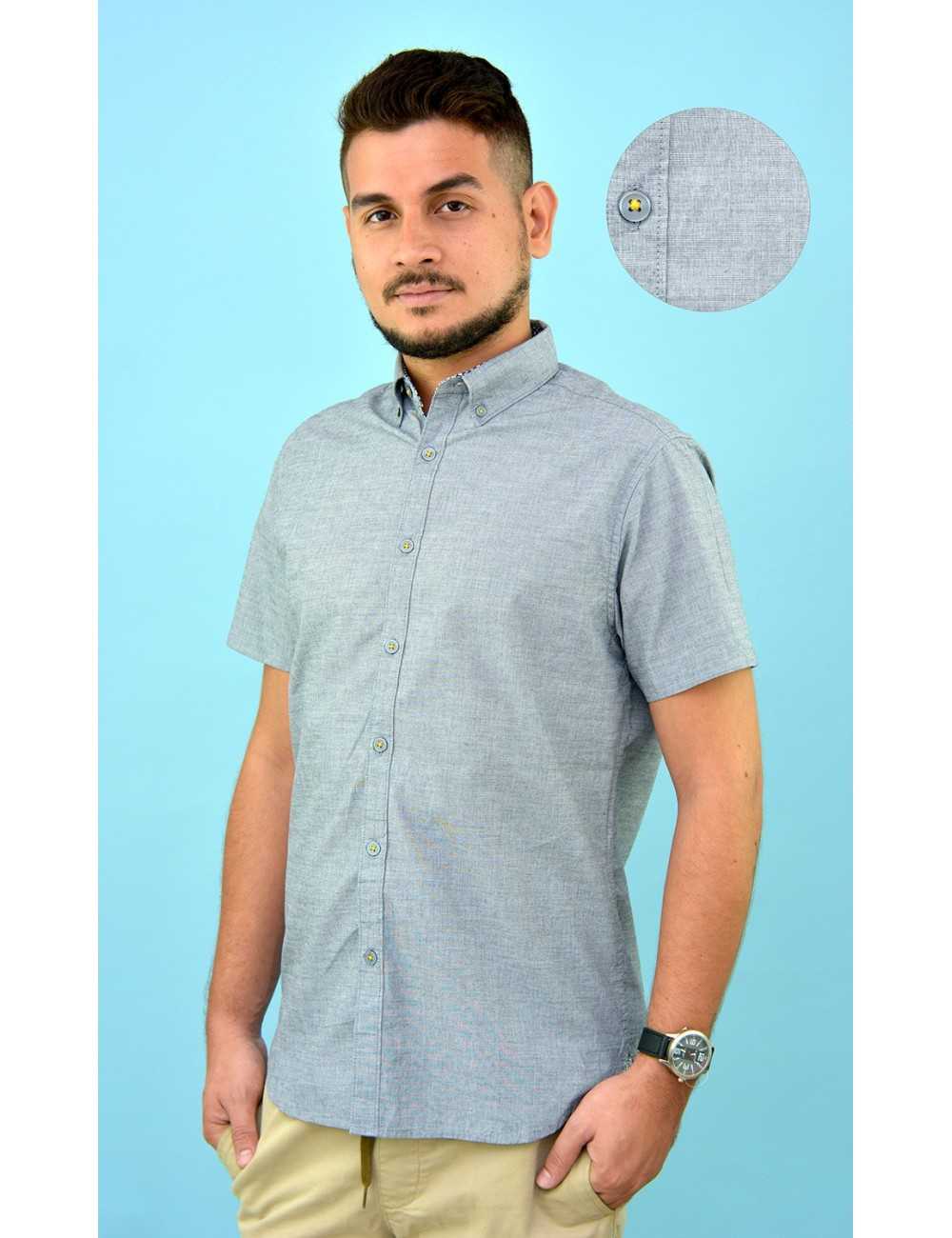 Camisa gris con detalles amarillo