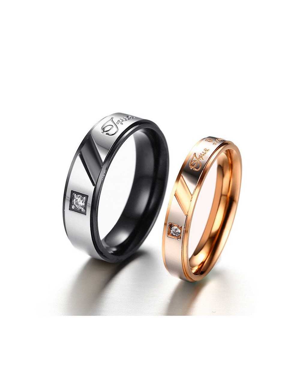 Anillos para parejas de acero inoxidable "True Love"