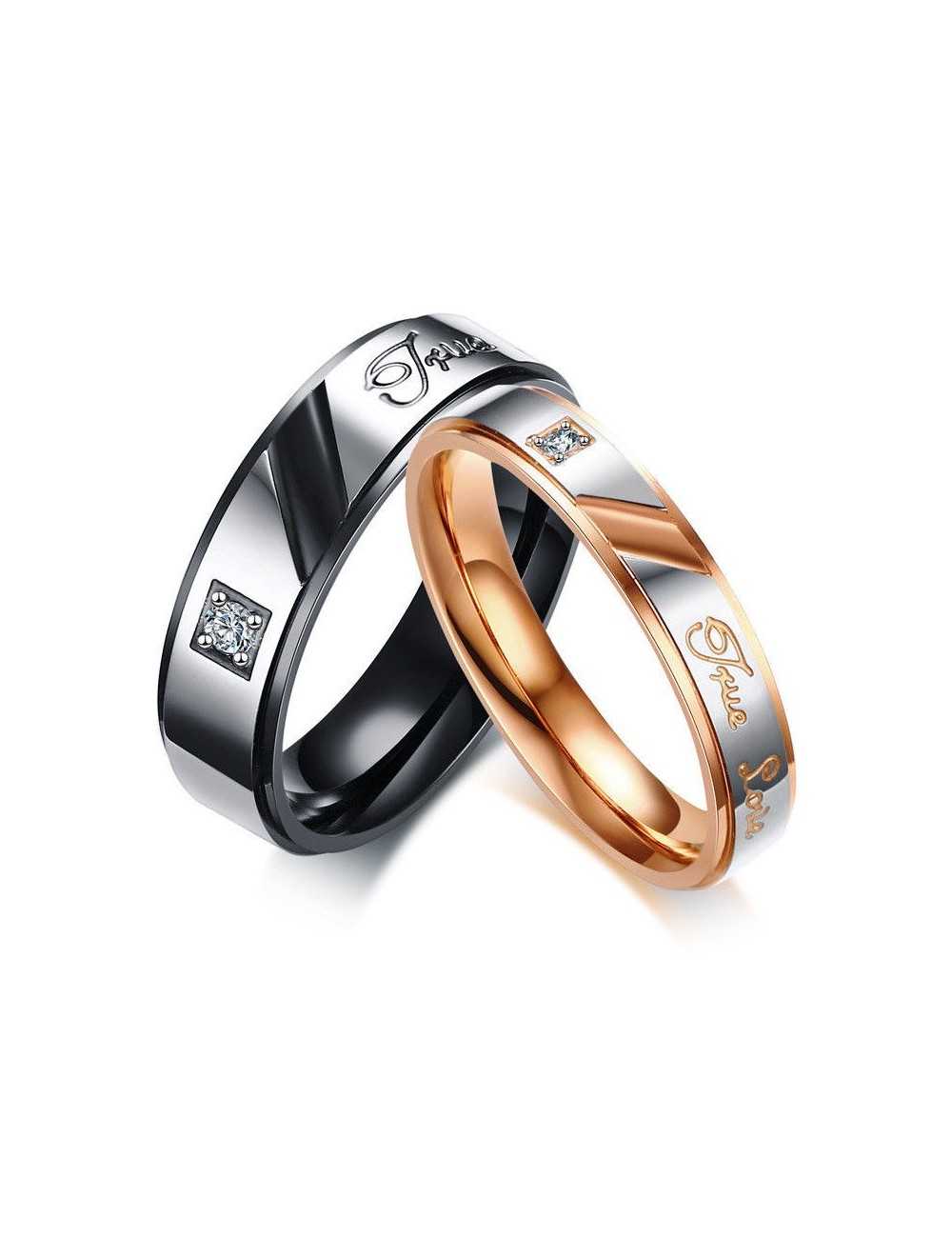 Anillos para parejas de acero inoxidable "True Love"