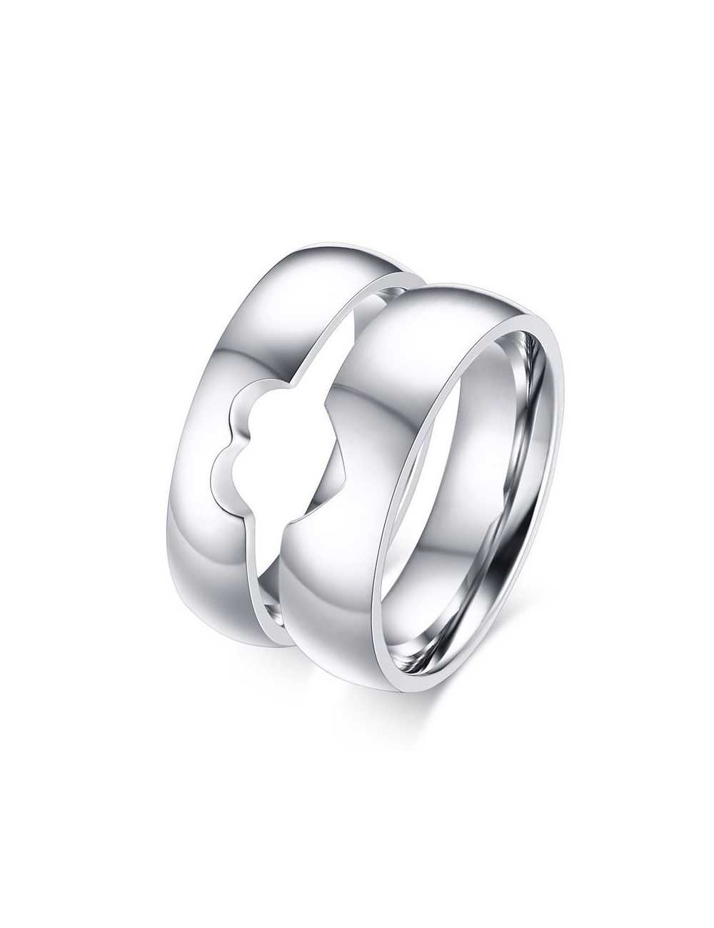 Anillo de Acero para parejas que forma corazón