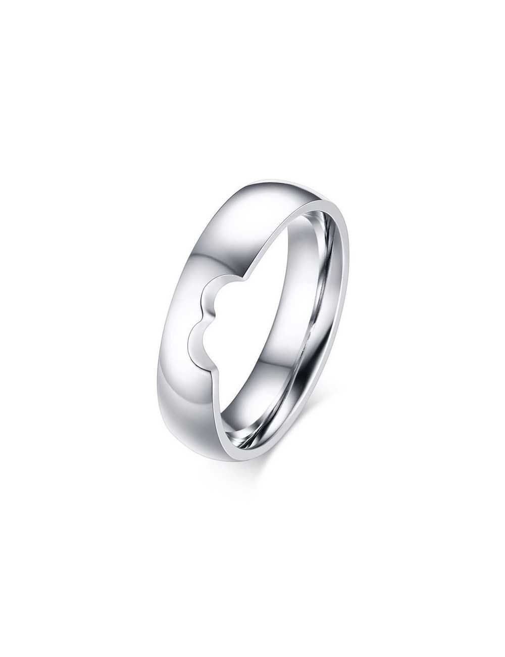 Anillo de Acero para parejas que forma corazón