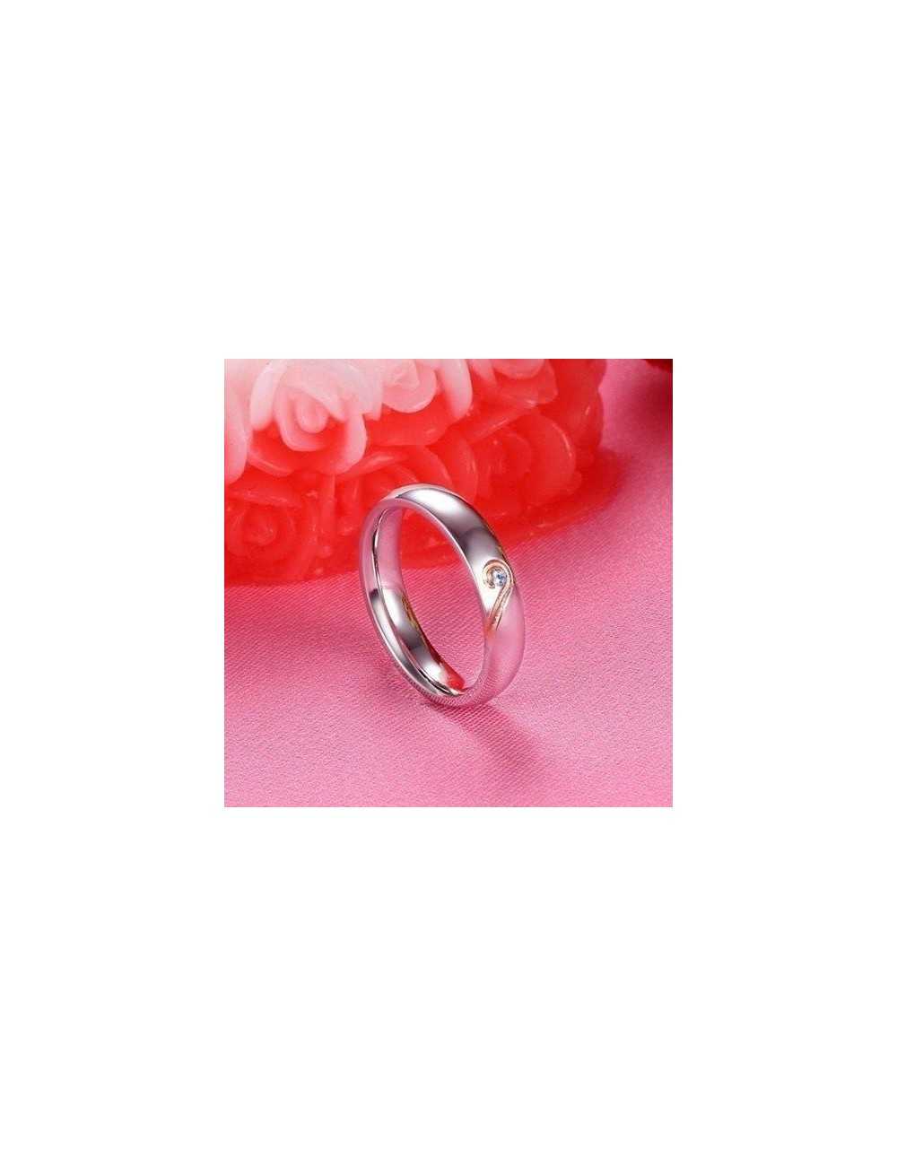 Anillos para parejas de acero inoxidable grabado de corazón