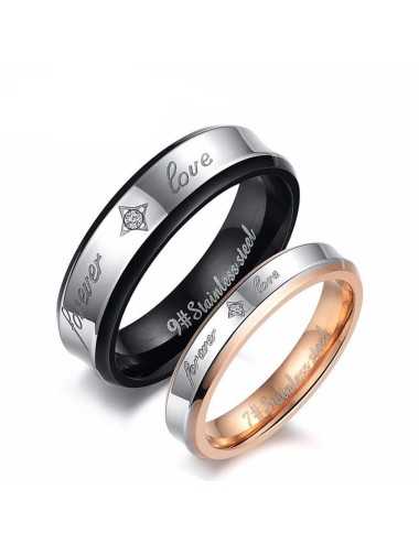 Anillos para parejas de acero inoxidable "Forever Love"