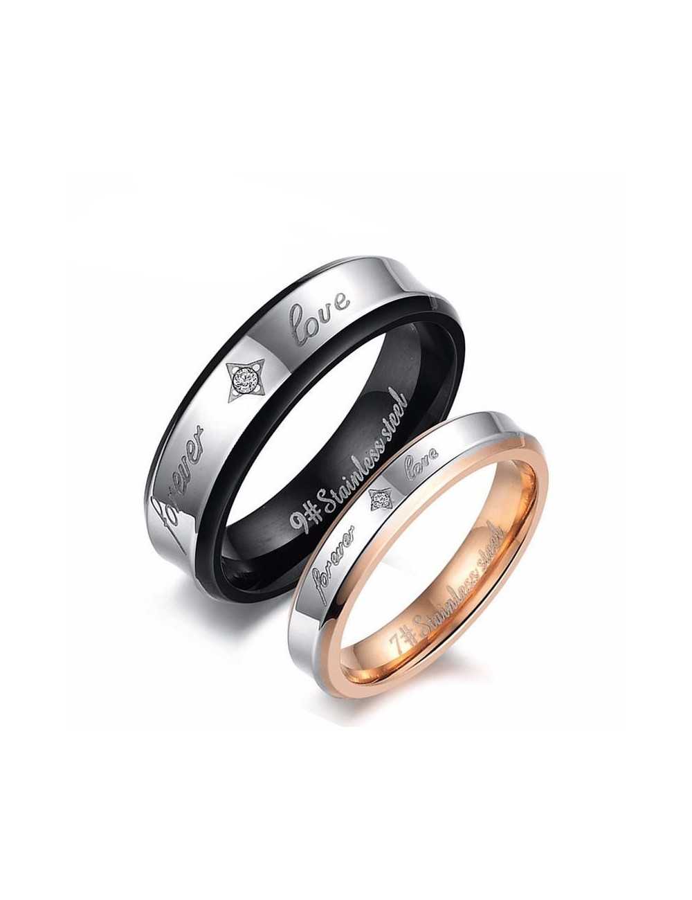 Anillos para parejas de acero inoxidable "Forever Love"