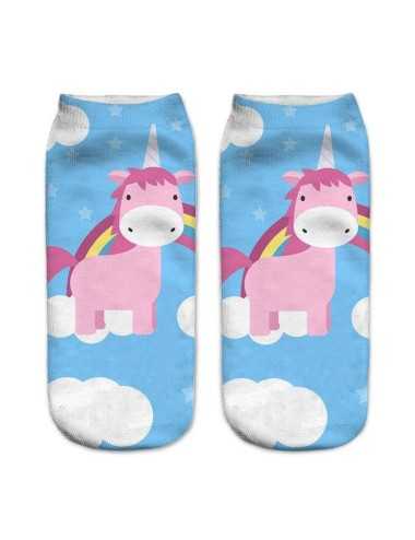 Medias celestes con estampado de unicornios