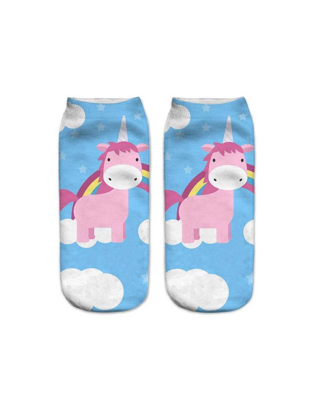 Medias celestes con estampado de unicornios