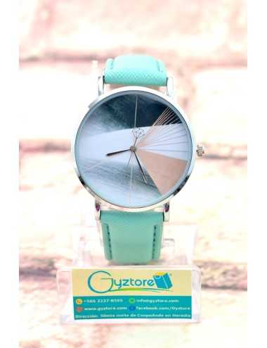 Reloj Casual Color Menta Diseño de Diamante