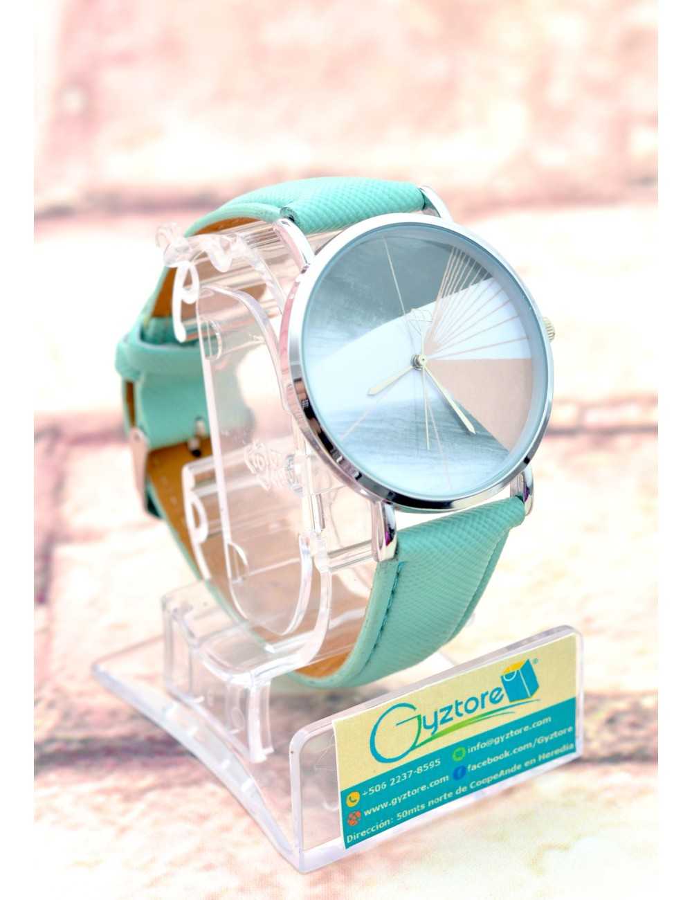 Reloj Casual Color Menta Diseño de Diamante