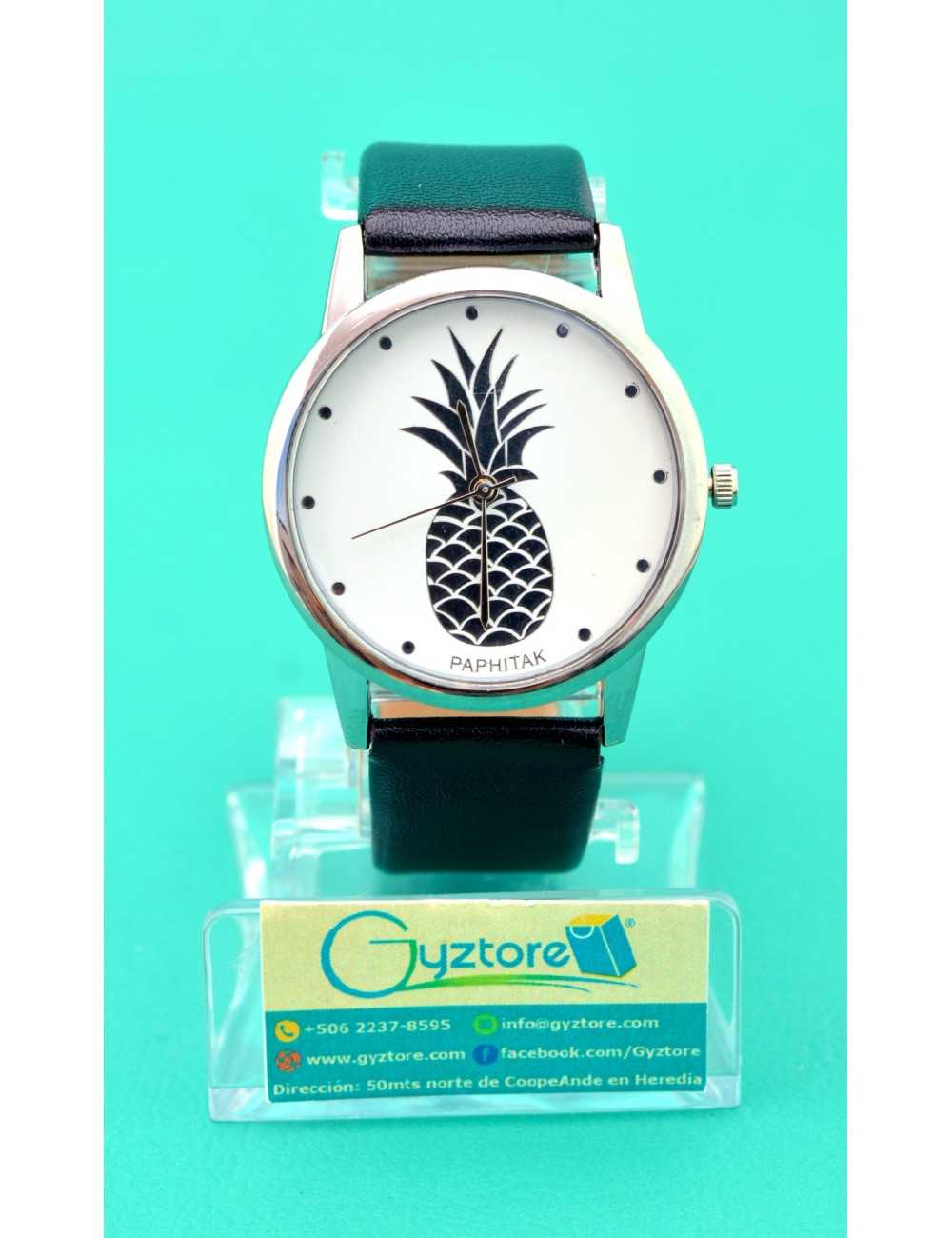 Reloj Fondo de Piña Plateada