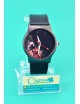 Reloj Negro con Estampado de Flores