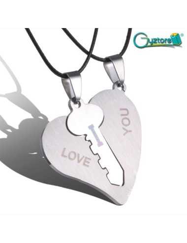 Collar Doble I love you Corazón Llave