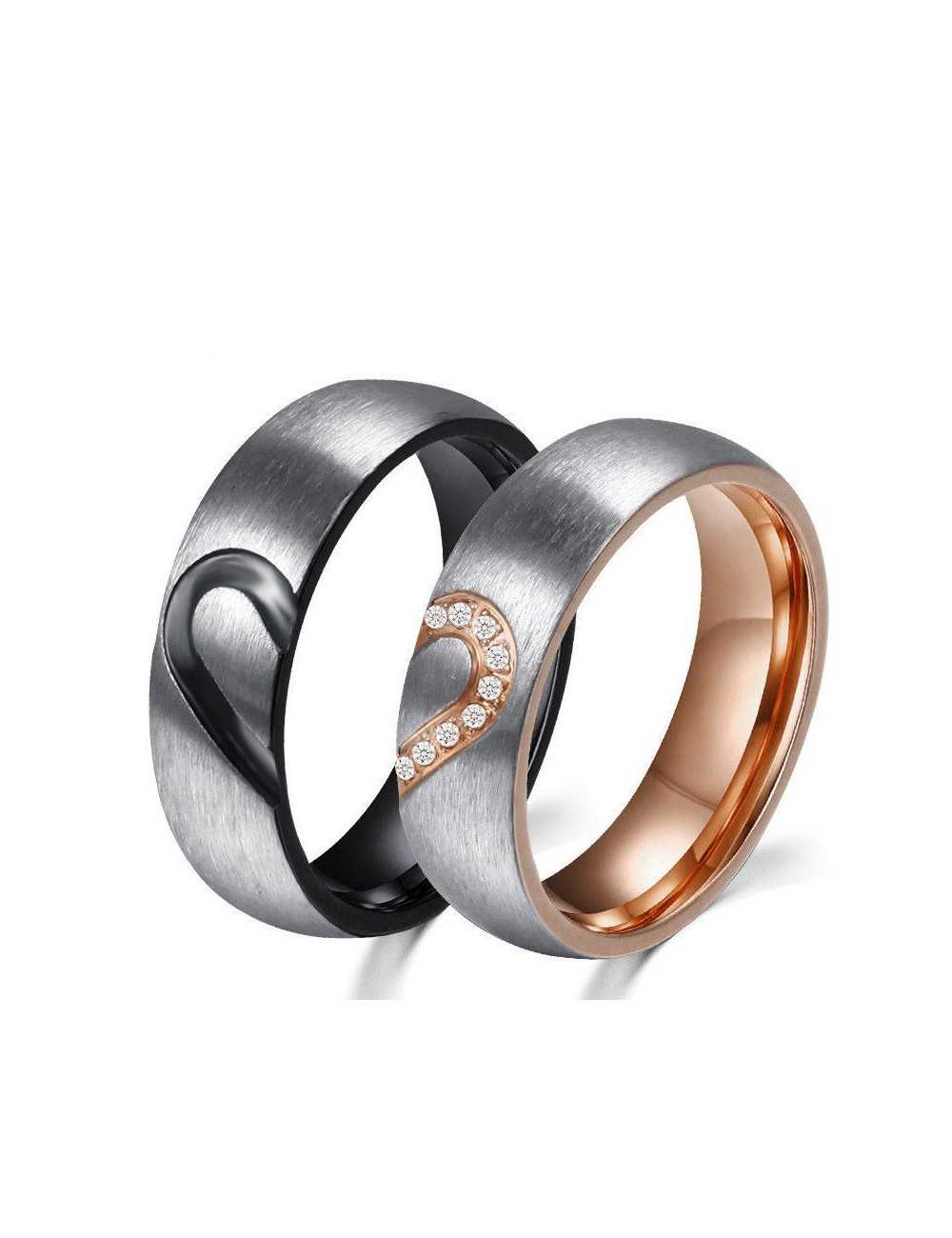 Anillos para parejas de Titanio diseño de corazón