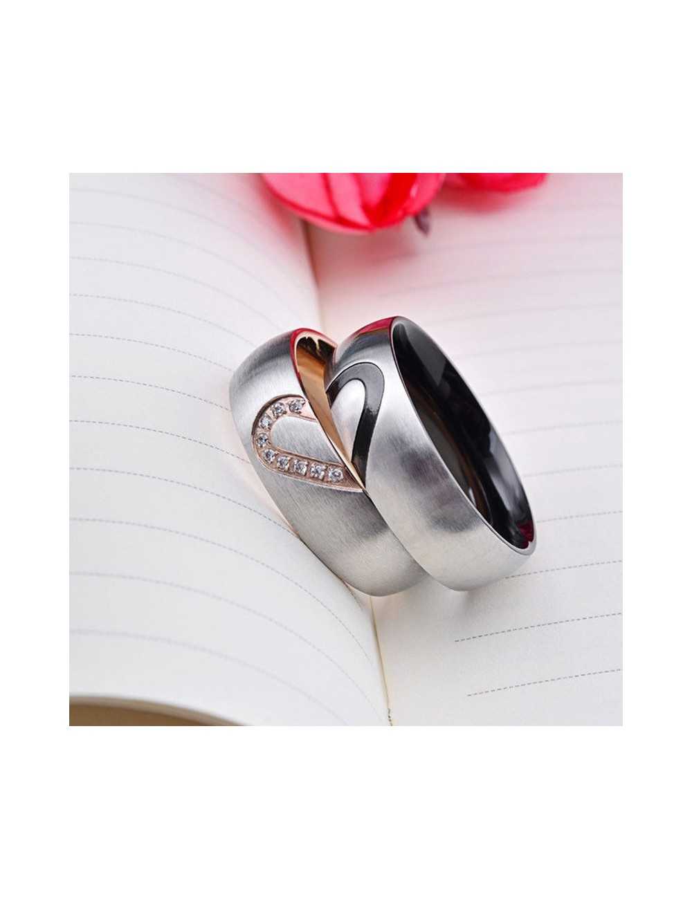 Anillos para parejas de Titanio diseño de corazón