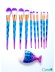 Set de 11 brochas azules con morado y brocha de pez