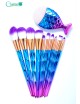 Set de 11 brochas azules con morado y brocha de pez