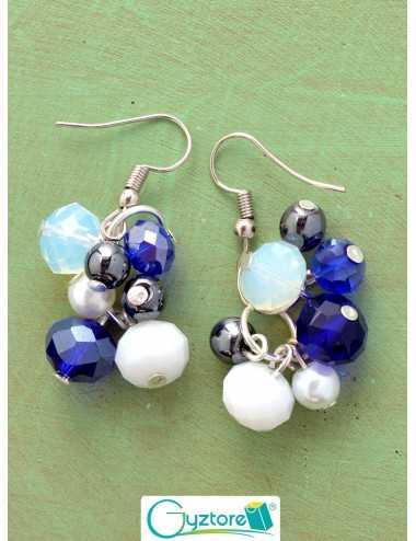 Aretes azules con cristales