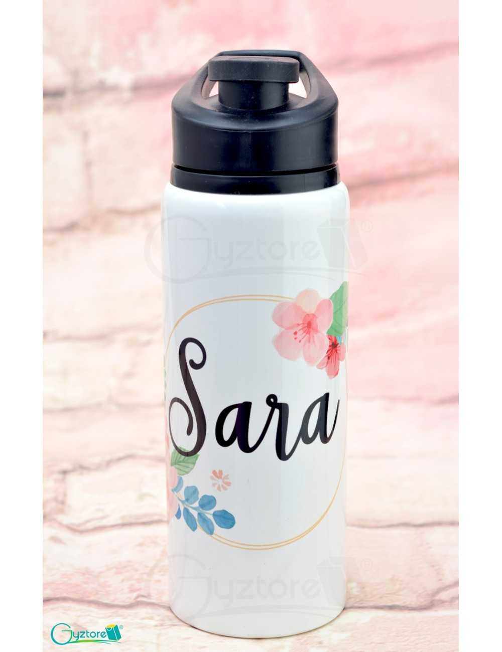 Botella blanca personalizable con nombre