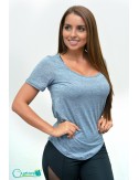 Blusa deportiva manga corta color gris oscuro