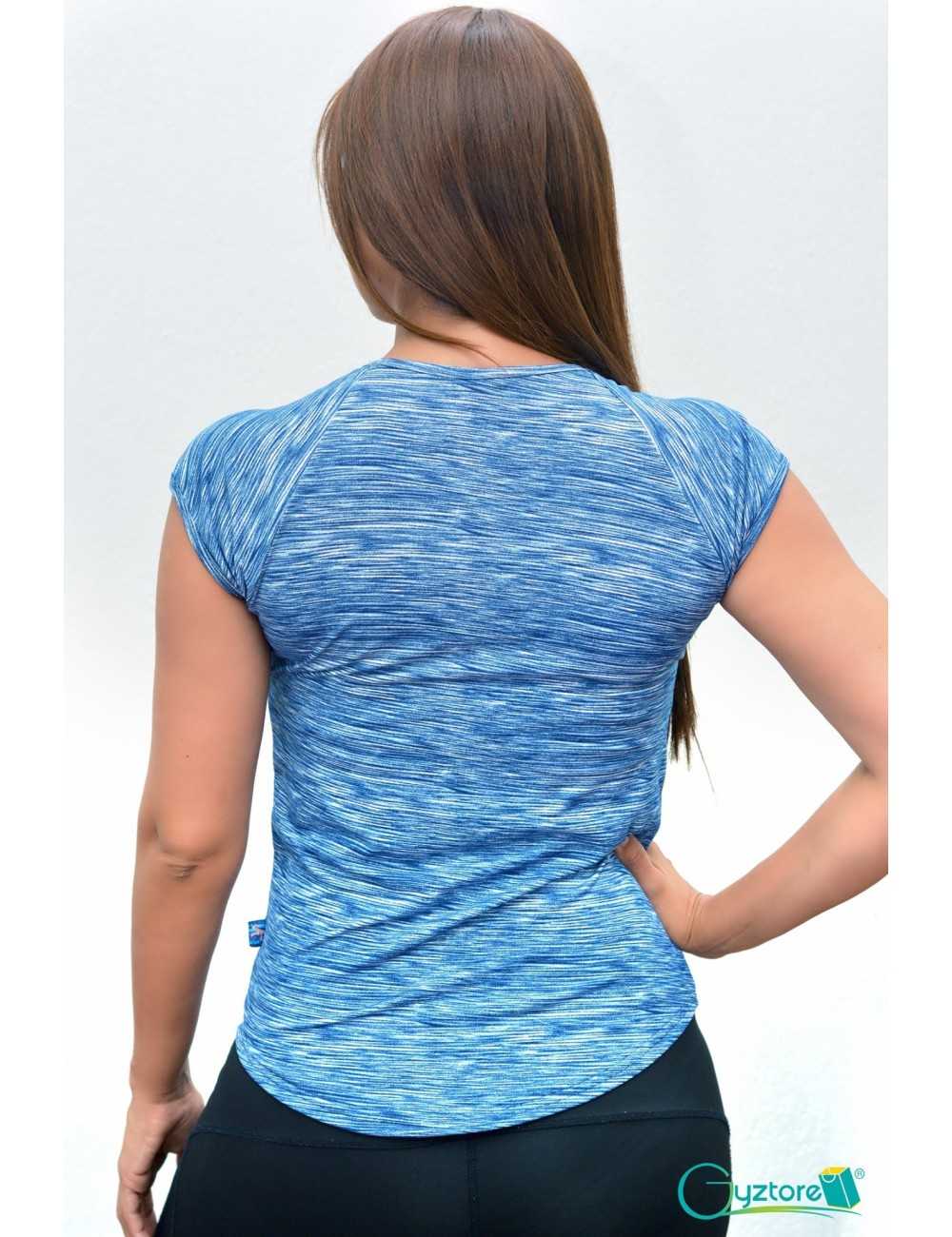 Blusa deportiva manga corta estampado azul