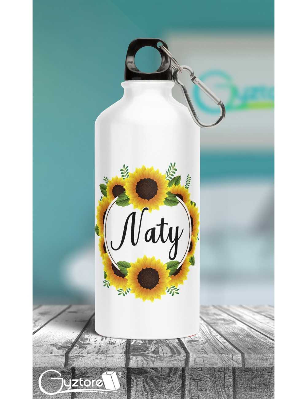 Botella de girasol personalizable con nombre