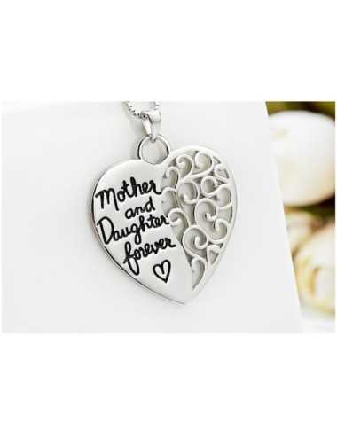 Collar plateado de corazón Madre e Hija por siempre