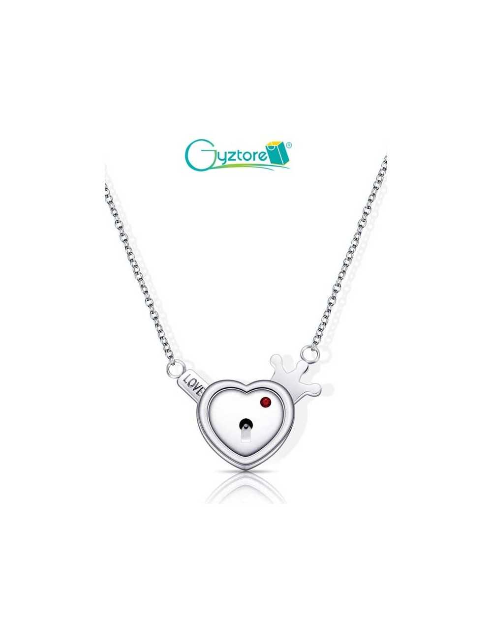 Collar con llave que abre corazón acero inoxidable